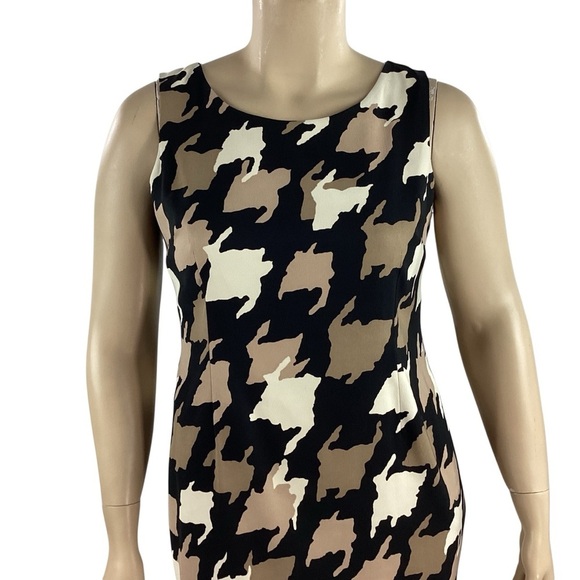 Jones Studio Sleeveless Sheath Dress Abstract Print Black Tan 12 - Picture 2 of 7
